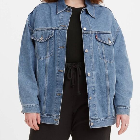 Levi's NWT Sz 1X Light Indigo Plus How About It Baggy Denim Trucker Jean Jacket - Picture 12 of 14